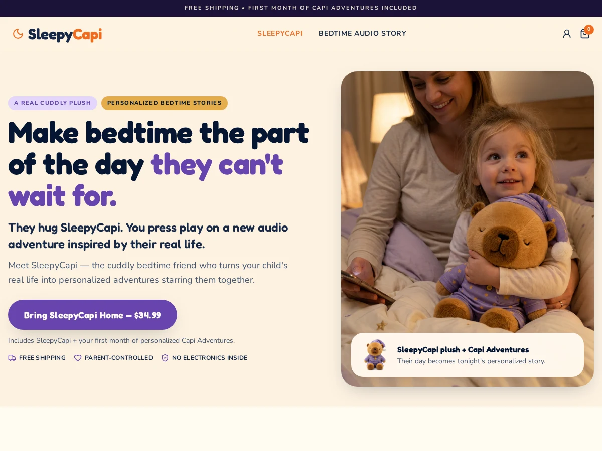 SleepyCapi Shopify website