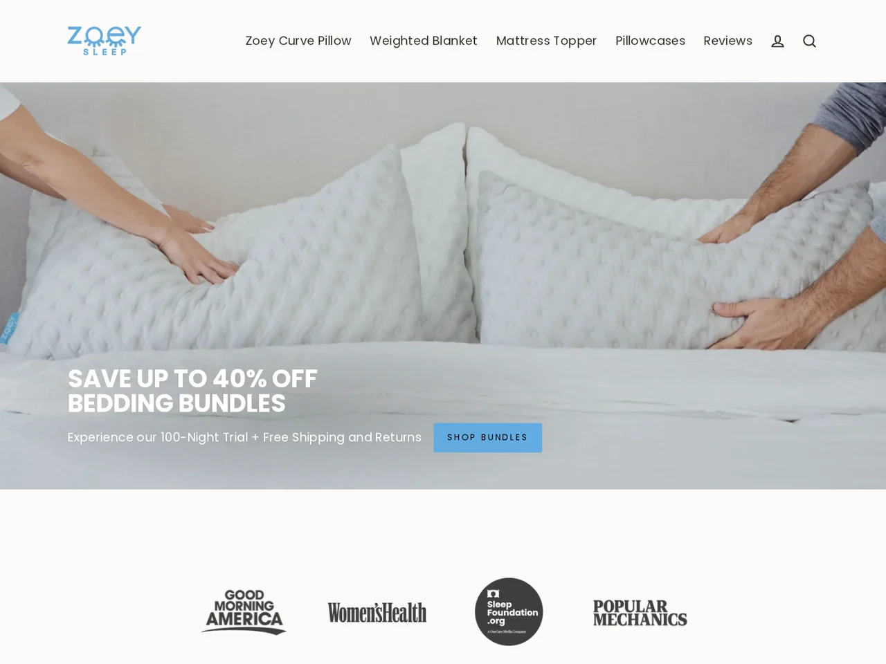Zoey Sleep Shopify storefront